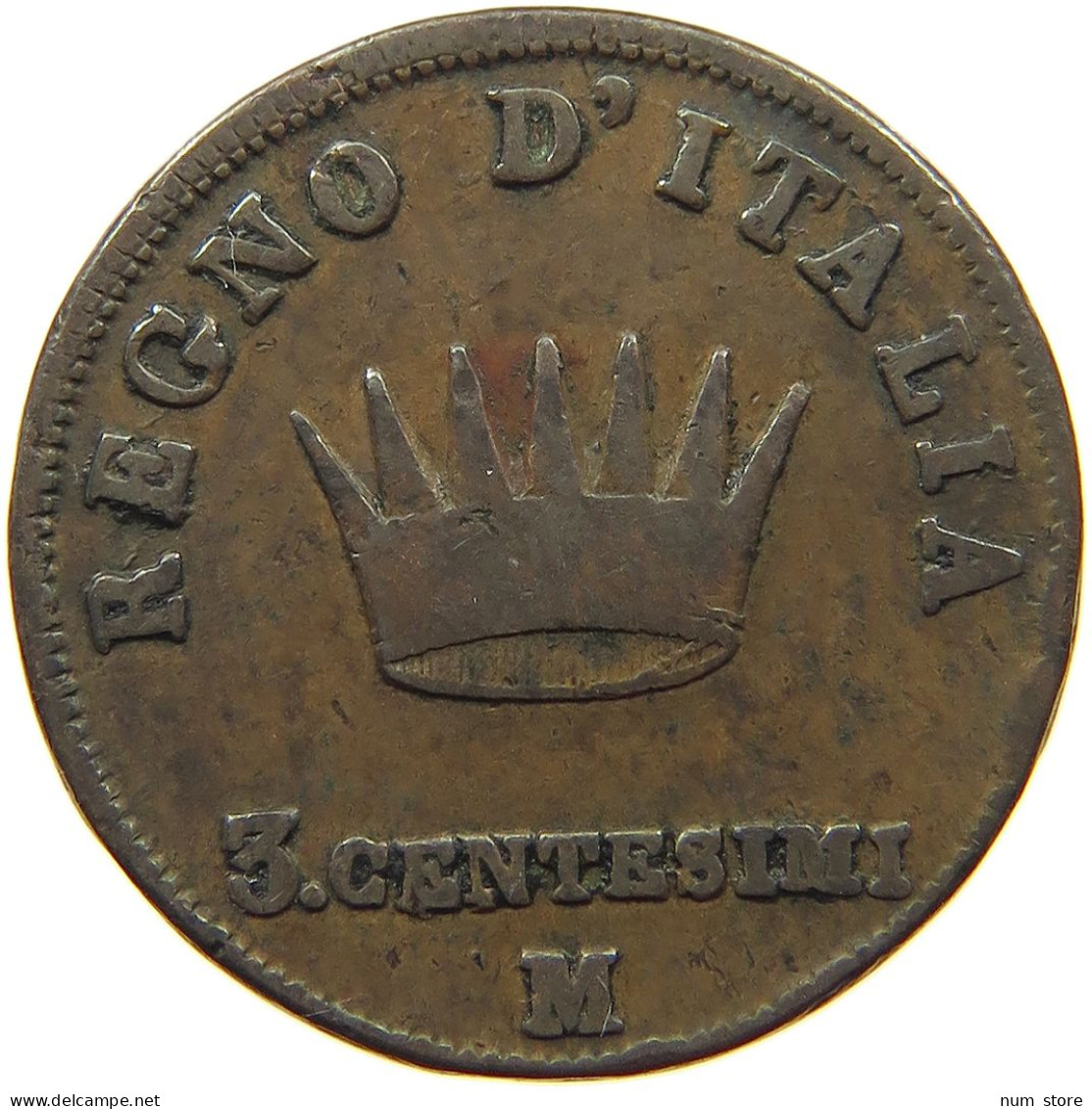 ITALY STATES NAPOLEON I. 3 CENTESIMI 1809 M Napoleon I. (1804-1814, 1815) #t144 0863 - Napoleonic