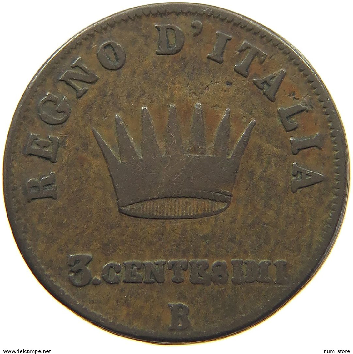 ITALY STATES NAPOLEON I. 3 CENTESIMI 1810 B Napoleon I. (1804-1814, 1815) #s019 0301 - Napoleoniche