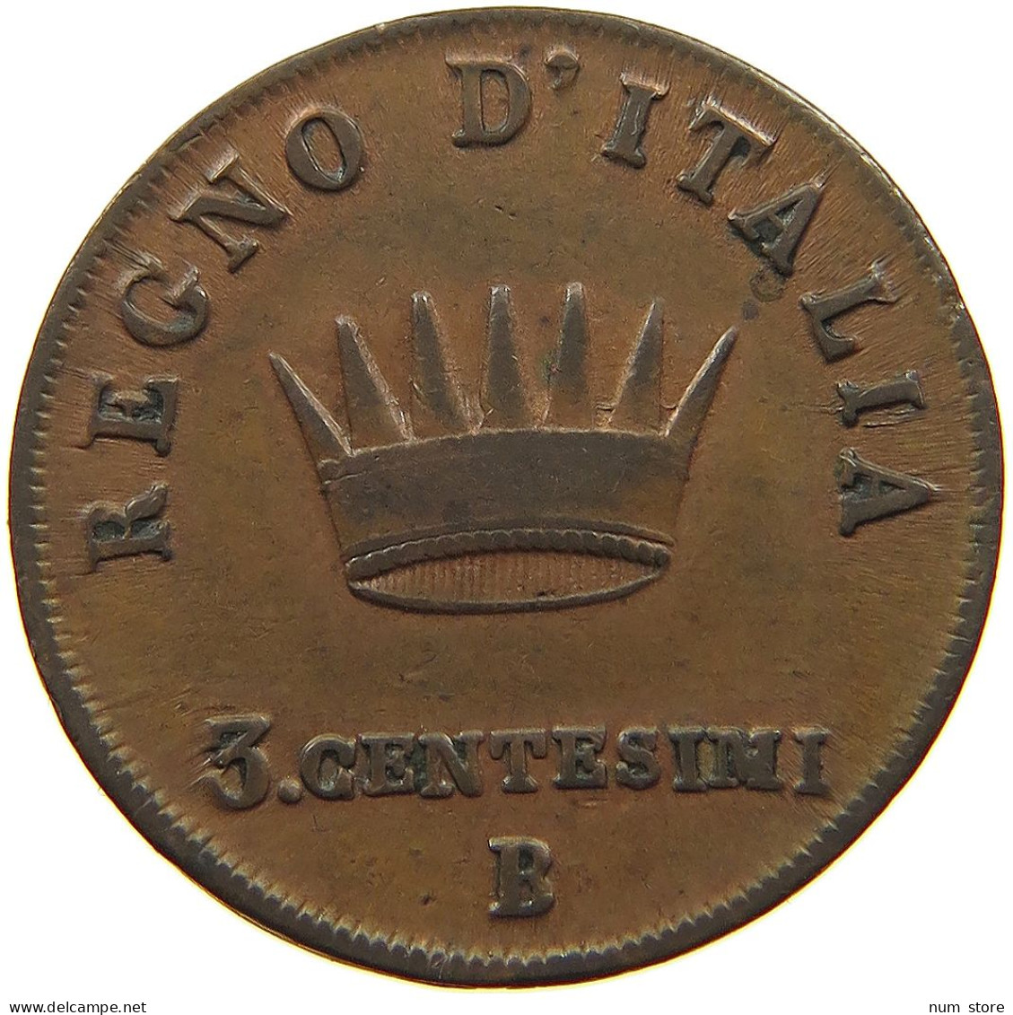 ITALY STATES NAPOLEON I. 3 CENTESIMI 1808 B Napoleon I. (1804-1814, 1815) #t097 0321 - Napoleonic