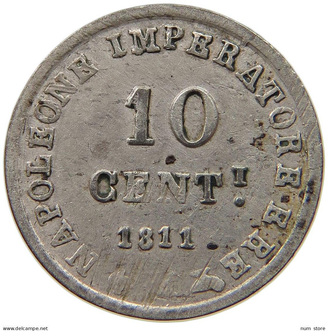 ITALY STATES NAPOLEON I. 10 CENTESIMI 1811 M Napoleon I. (1804-1814, 1815) #t061 0445 - Napoleónicas