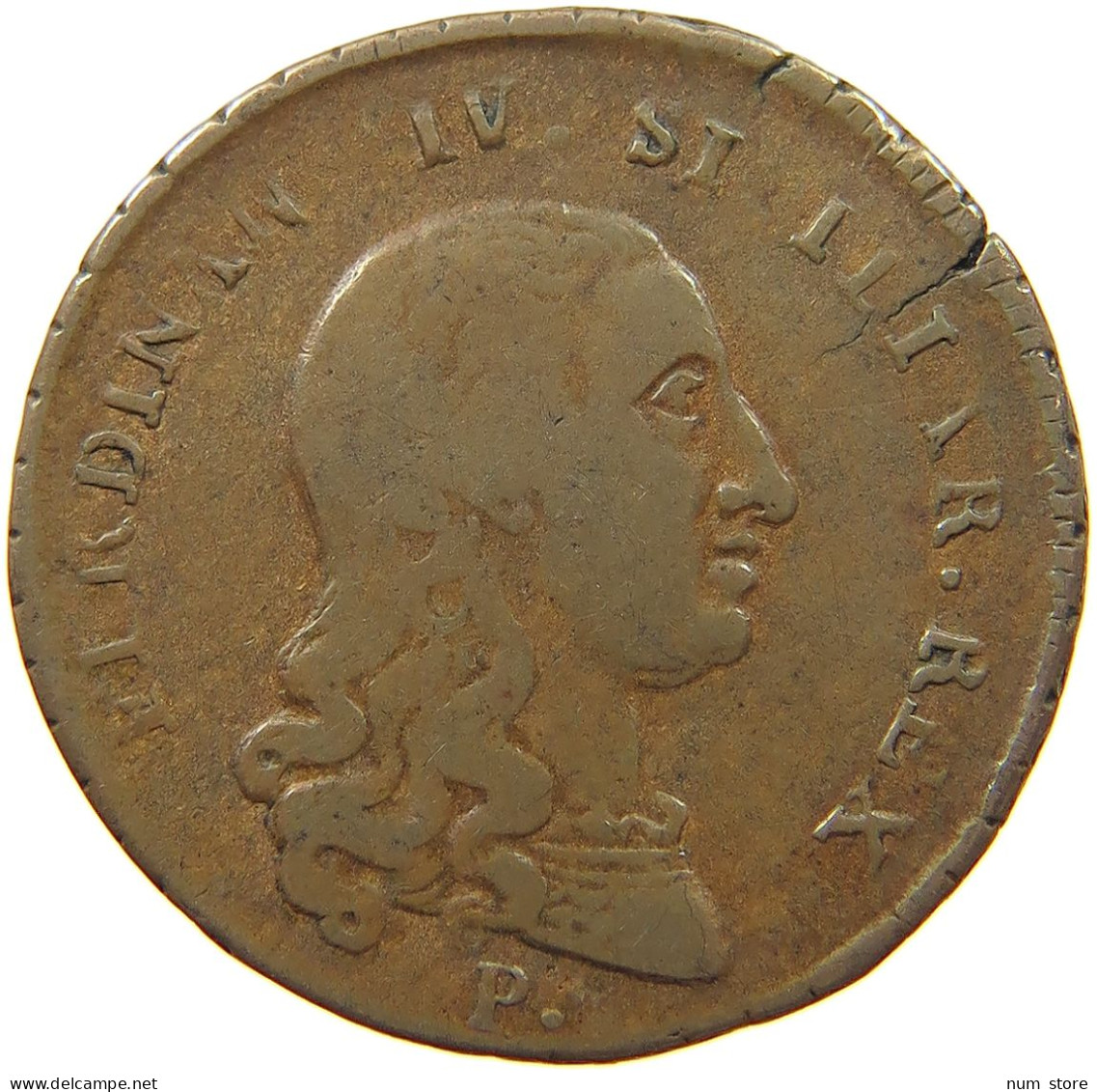 ITALY STATES NAPLES GRANO 1797 FERNANDO IV. VERY RARE #t100 0069 - Neapel & Sizilien