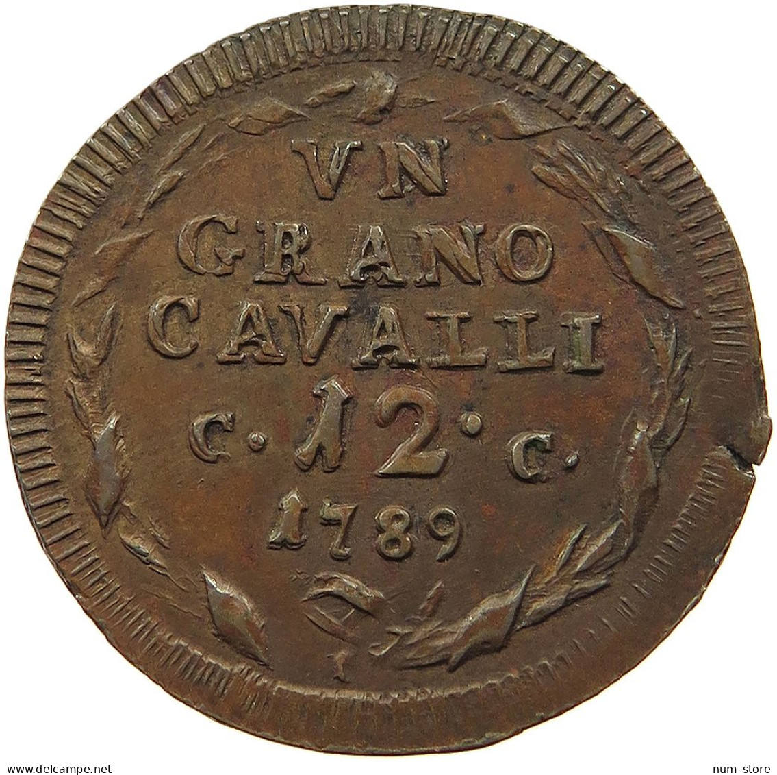 ITALY STATES NAPLES GRANO 1789 CC FERNANDO IV. DOUBLE STRUCK #t061 0349 - Neapel & Sizilien