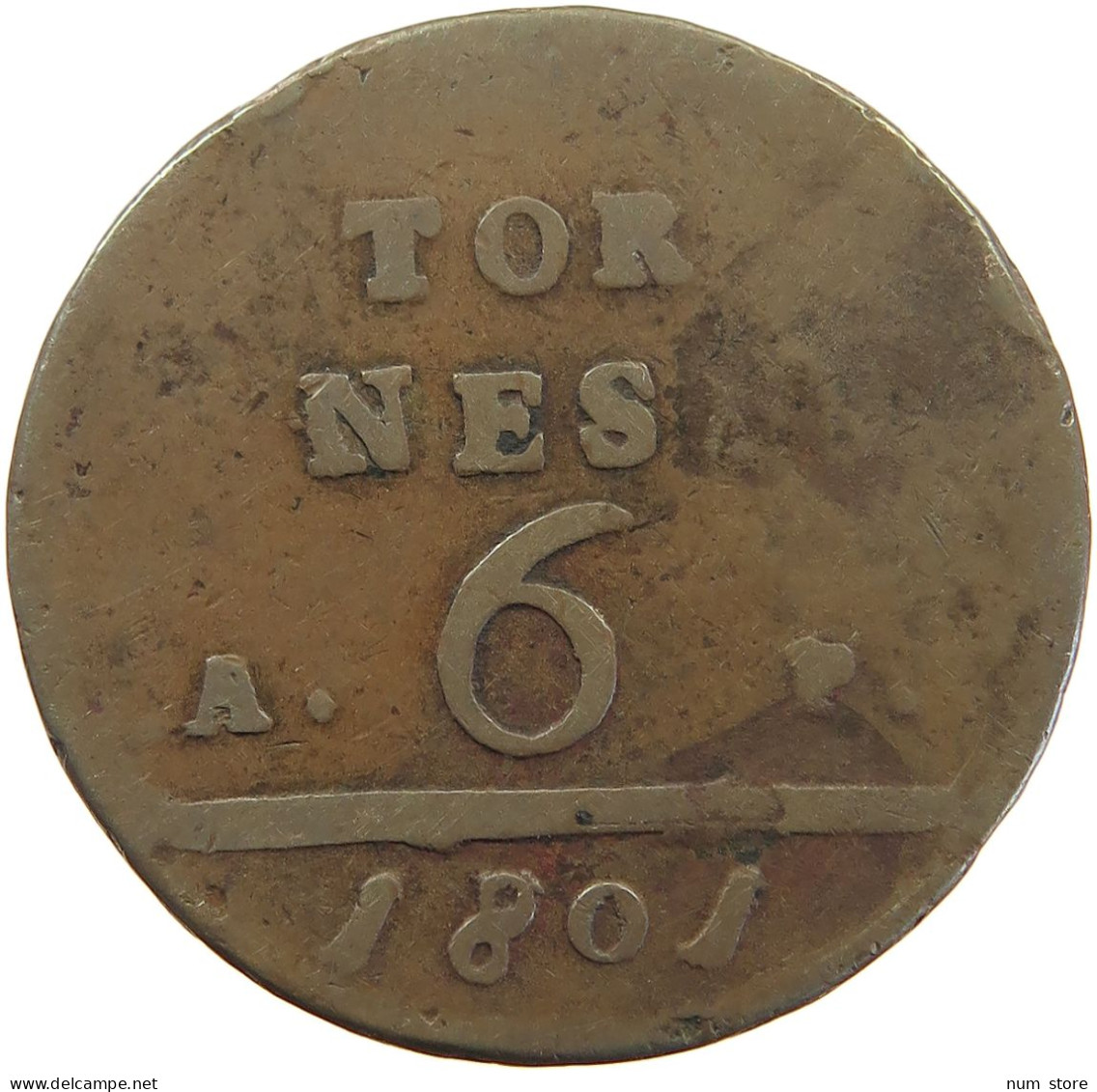 ITALY STATES NAPLES 6 TORNESI 1801  #t008 0005 - Napels & Sicilië