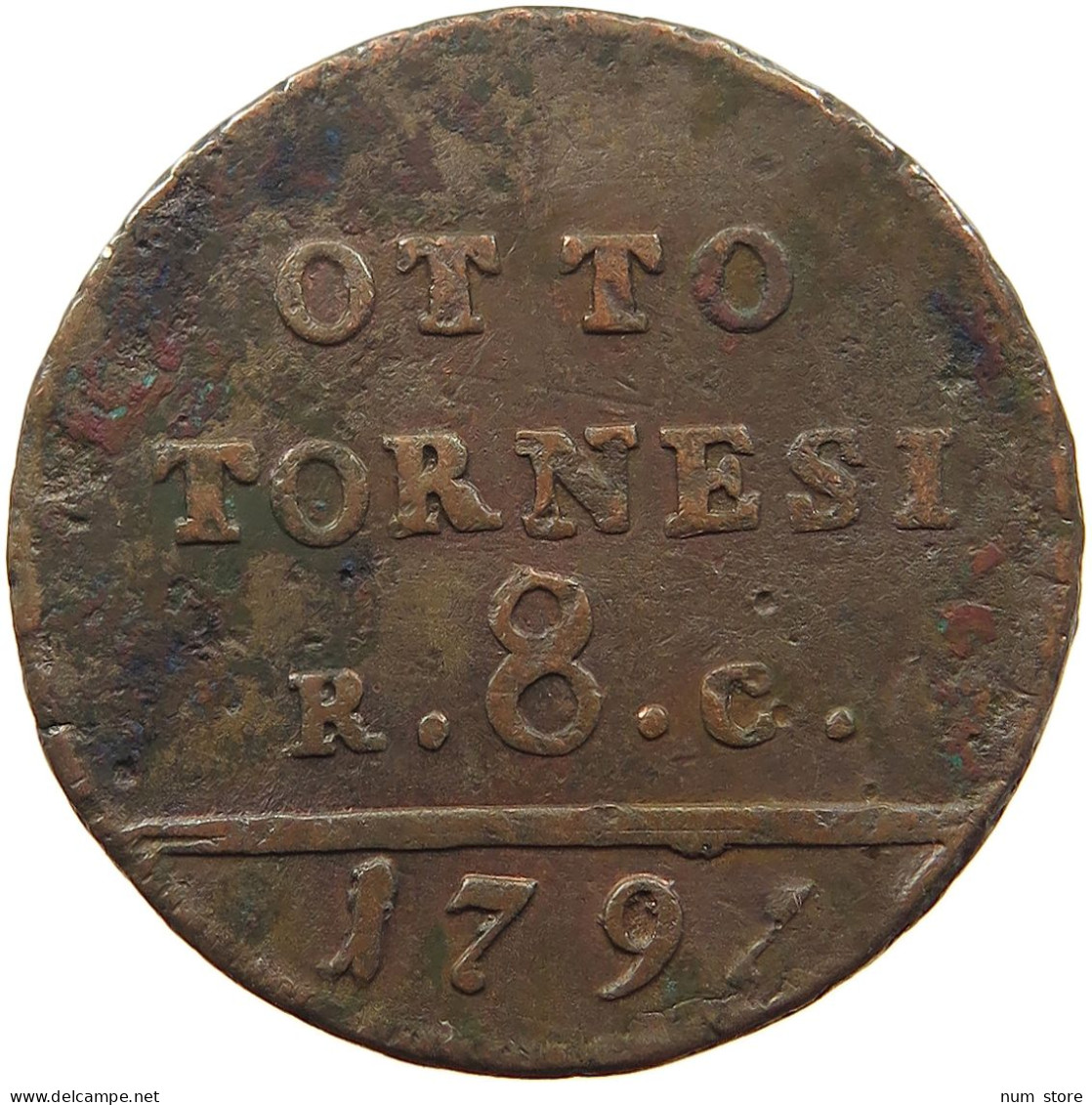 ITALY STATES NAPLES 8 TORNESI 1797 Ferdinando IV (I) Di Borbone, 1759-1816 #a002 0247 - Nápoles & Sicile