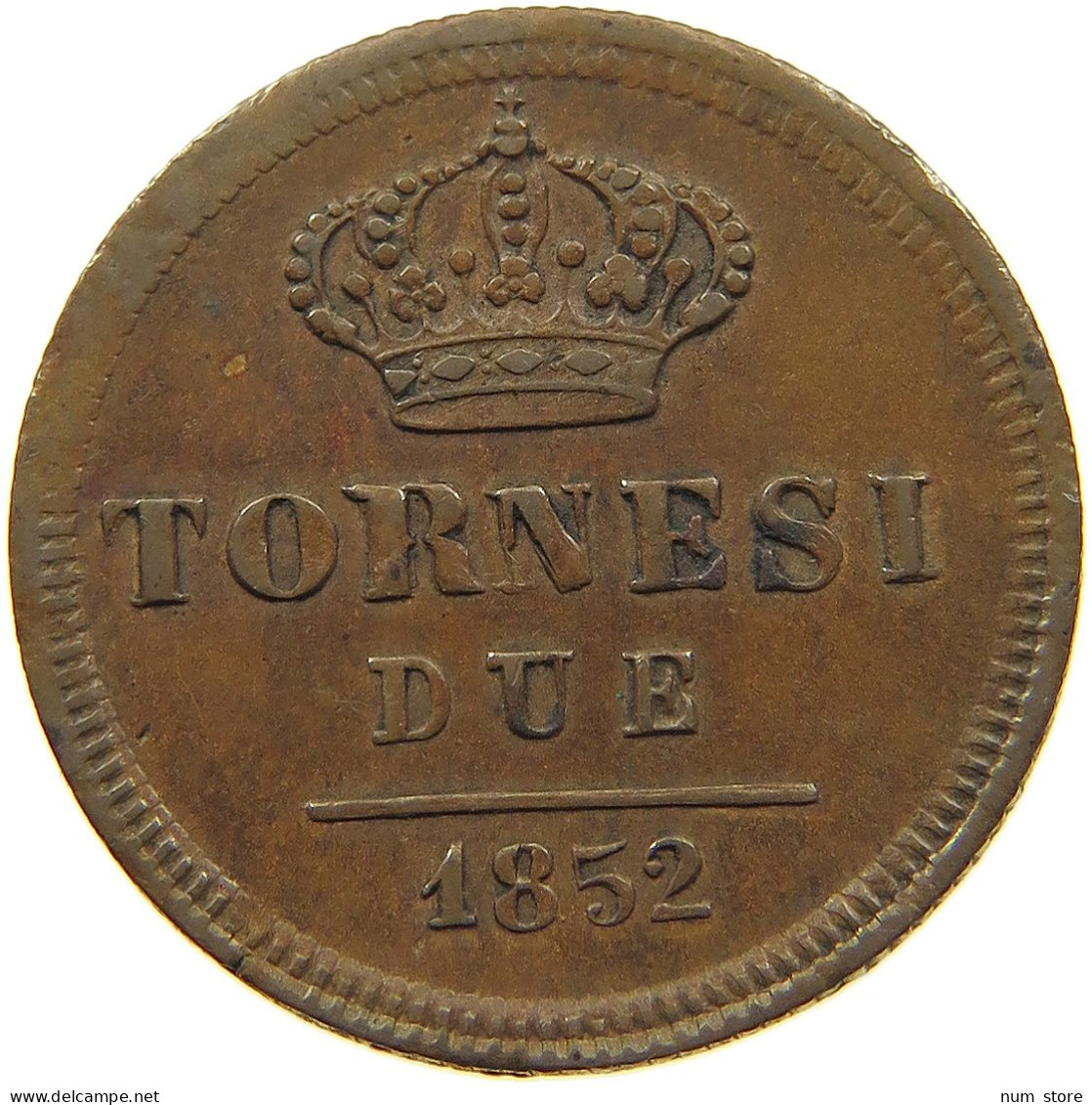 ITALY STATES NAPLES 2 TORNESI 1852  #t107 0069 - Napoli & Sicilia