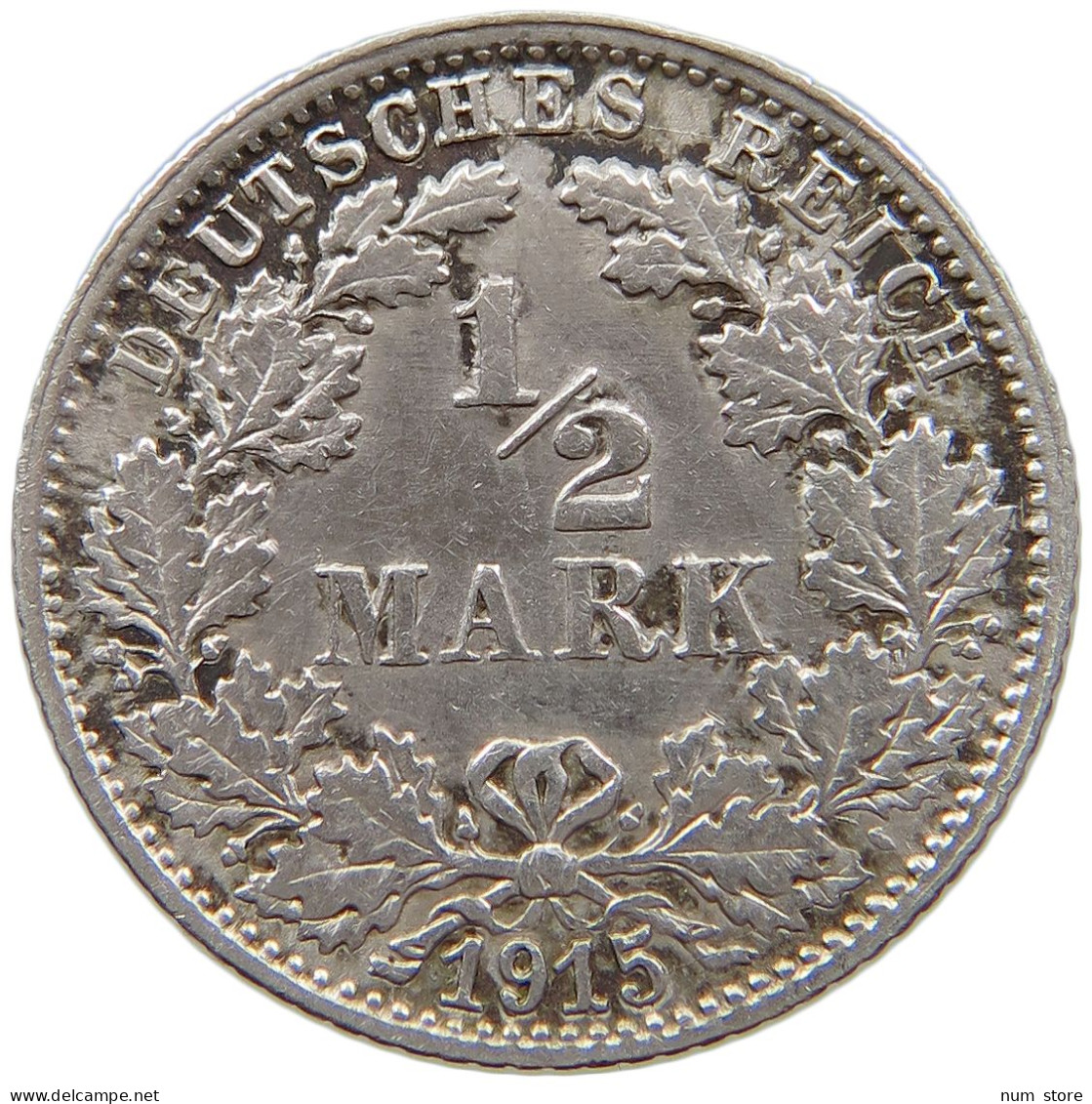 KAISERREICH 1/2 MARK 1915 F  #a081 0827 - 1/2 Mark