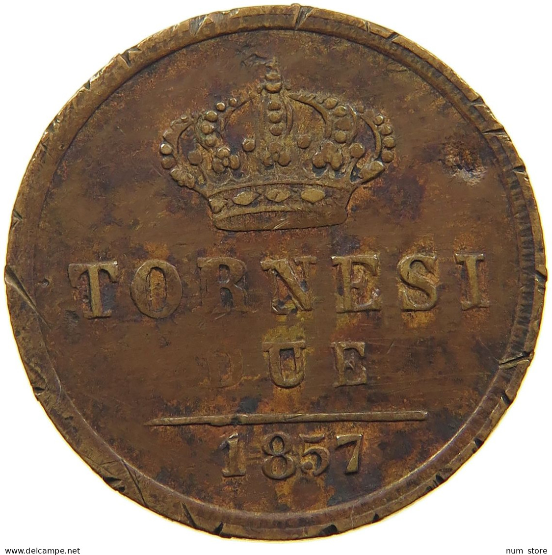 ITALY STATES TWO SICILIES 2 TORNESI 1857  #t161 0283 - Neapel & Sizilien