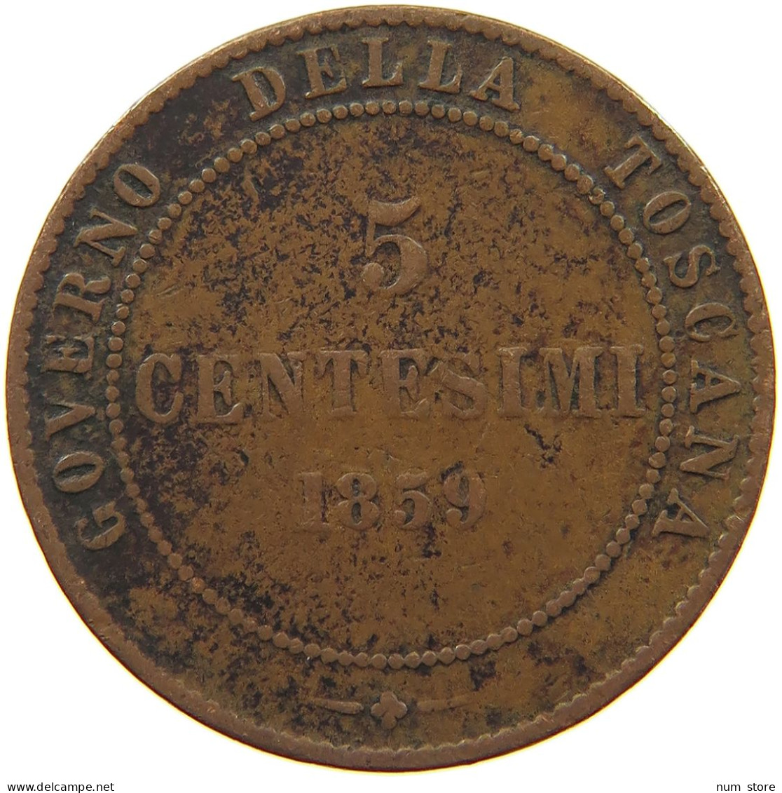 ITALY STATES TUSCANY 5 CENTESIMI 1859 Vittorio Emanuele II. 1861 - 1878 #a066 0319 - Toscane