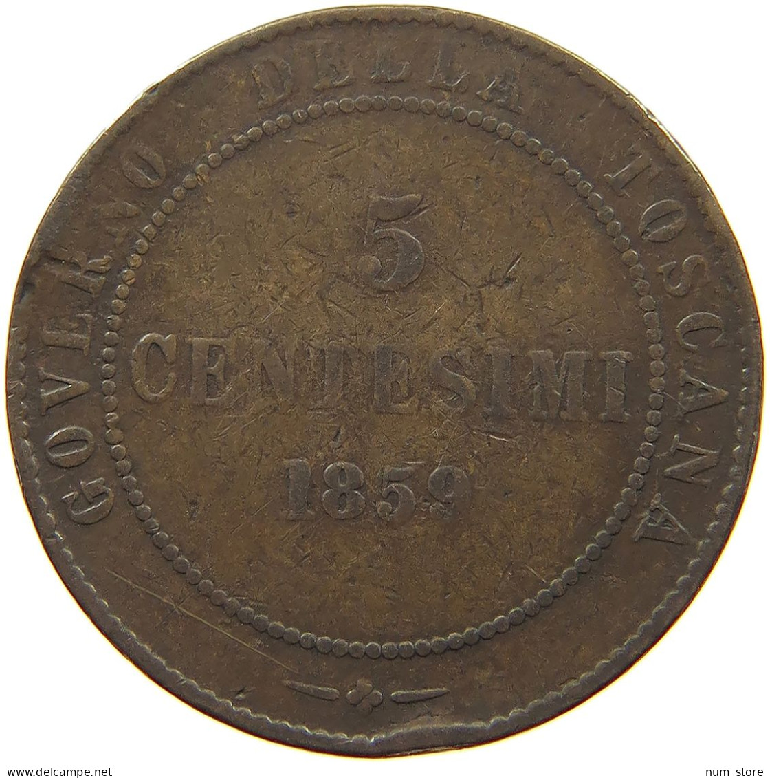 ITALY STATES TUSCANY 5 CENTESIMI 1859 Vittorio Emanuele II. #s060 0083 - Toskana