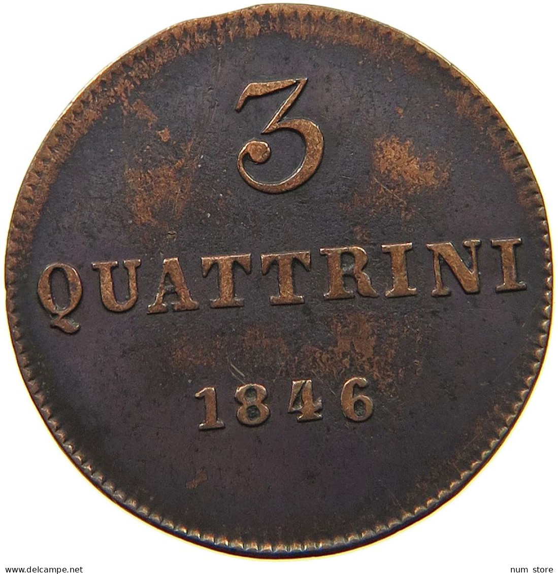 ITALY STATES TUSCANY 3 QUATTRINI 1846  #t092 0301 - Tuscan