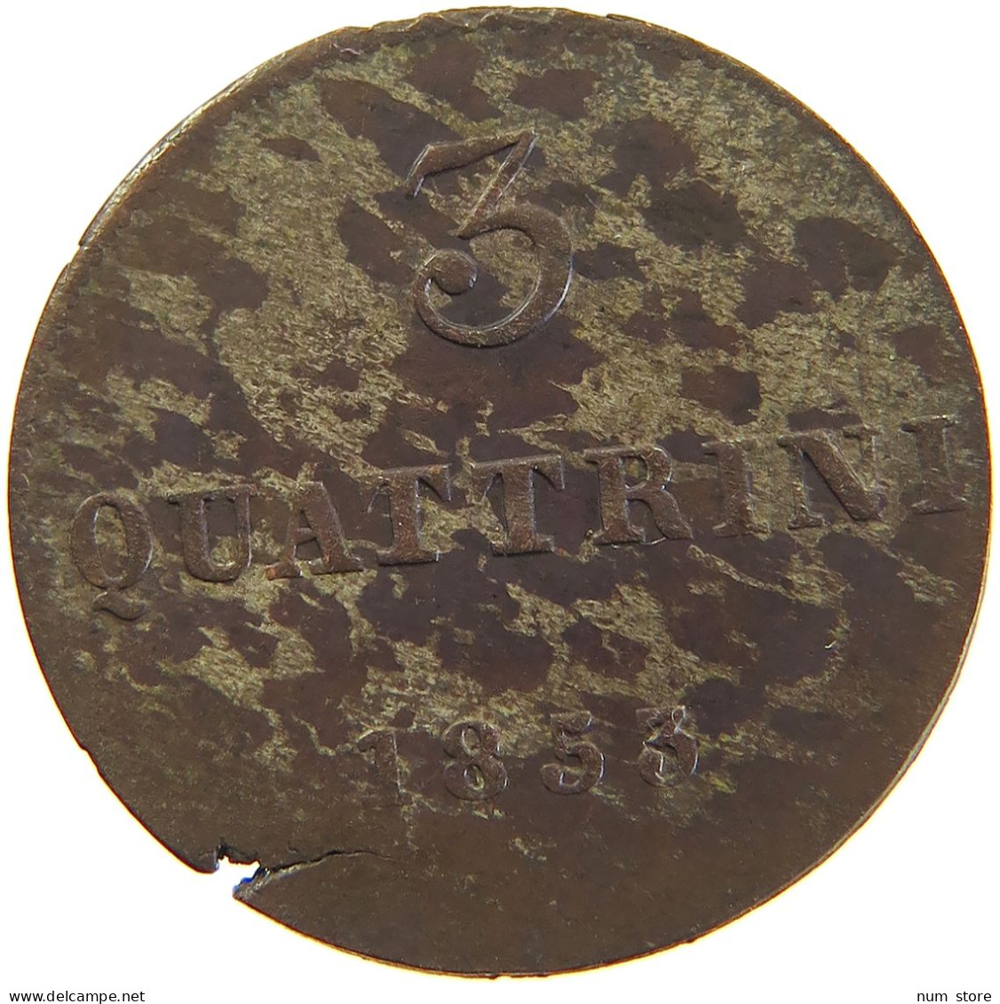 ITALY STATES TUSCANY 3 QUATTRINI 1853 Leopoldo II Di Lorena (1824-1859) #t016 0363 - Toscana