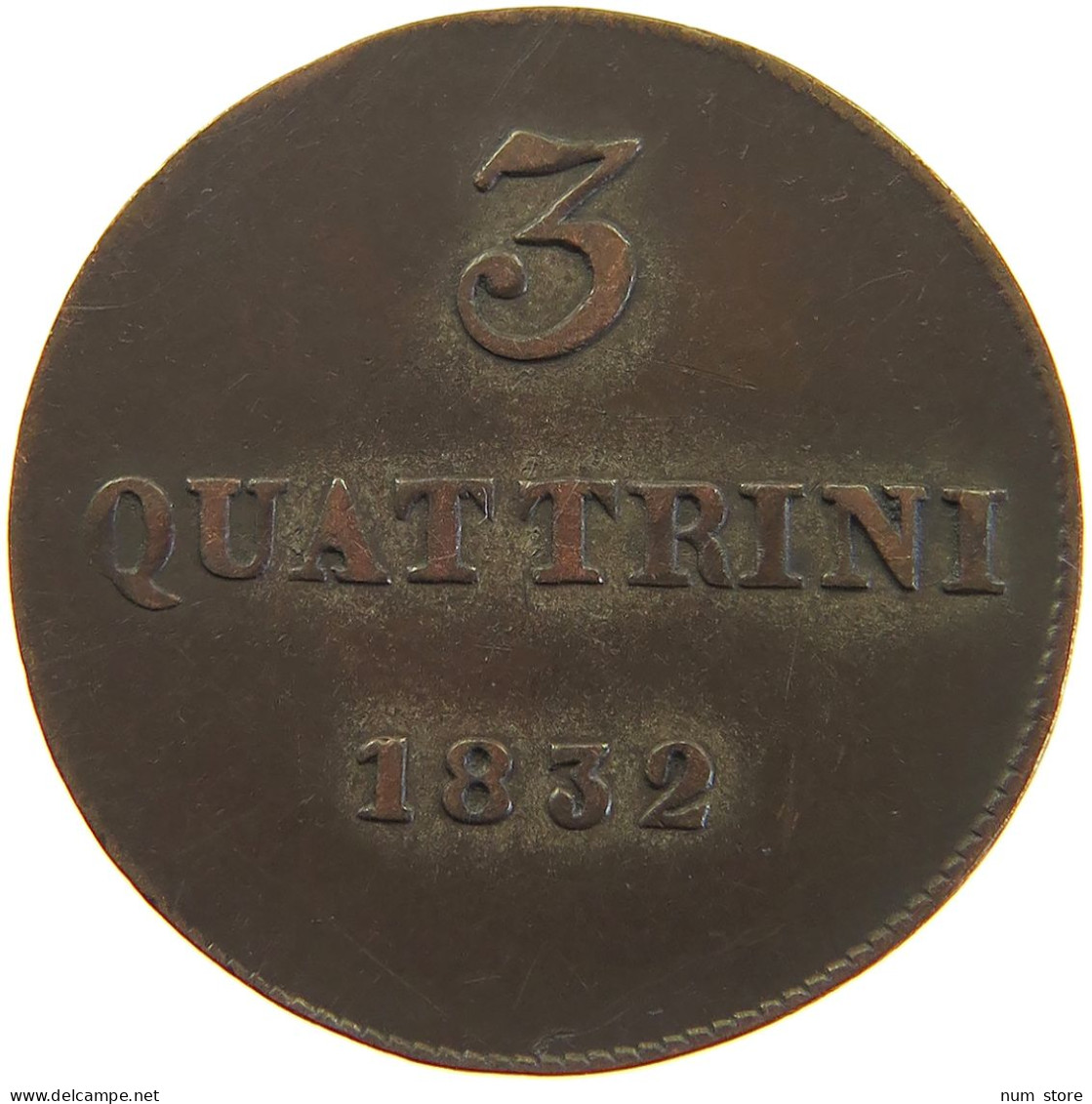 ITALY STATES TUSCANY 3 QUATTRINI 1832 Leopoldo II Di Lorena (1824-1859) #t016 0365 - Toscane