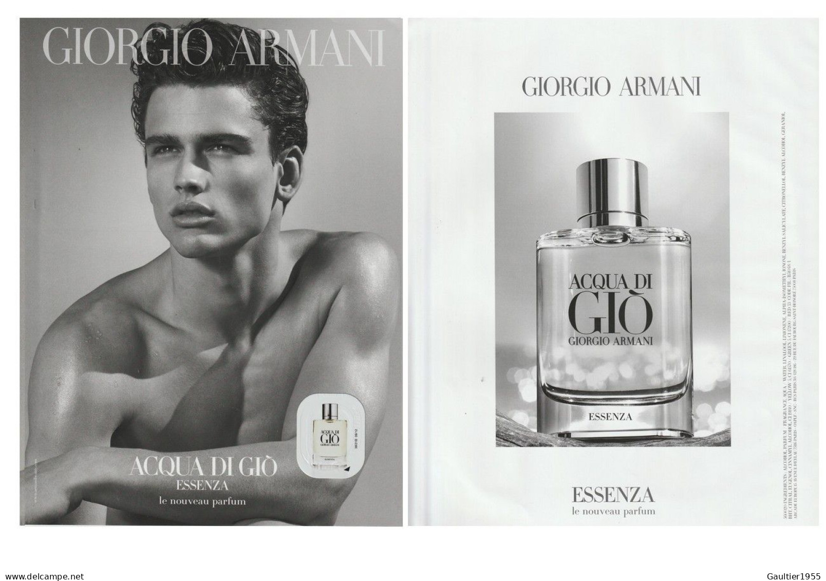Publicité Papier - Advertising Paper - Armani Recto Verso - Publicités Parfum (journaux)