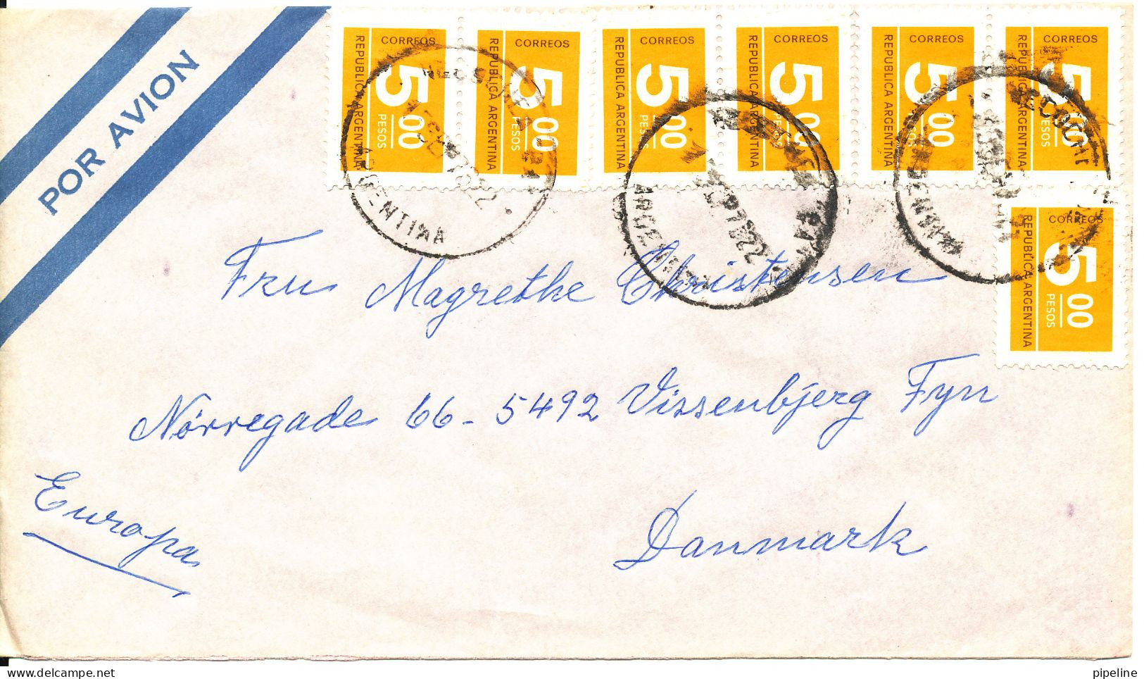 Argentina Air Mail Cover Sent To Denmark 15-9-1973 With More Stamps - Luftpost