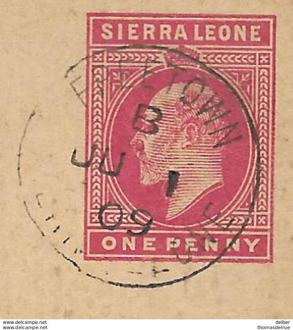 Op-525: Postwaarde: ONE PENNY + ONE PENNY : FREETOWN > Sierra Leonemos / 5 - Sierra Leone (...-1960)