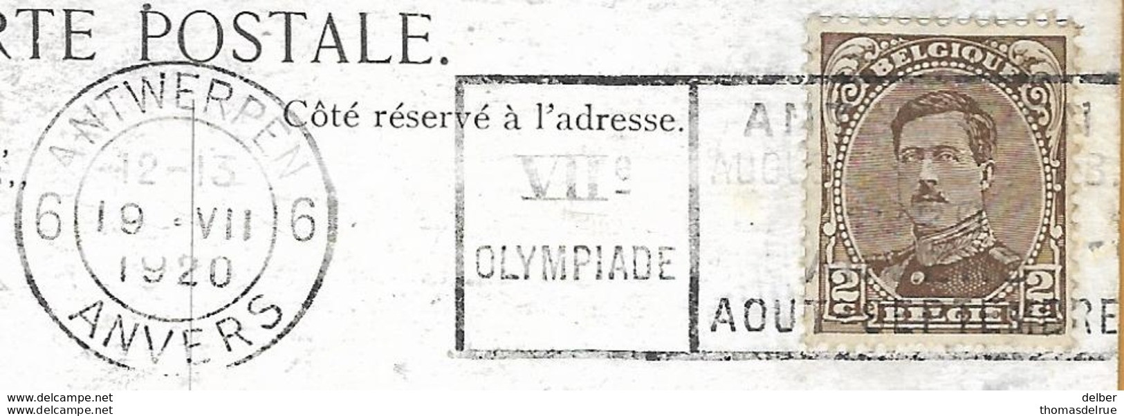 _Op 544:N°136: 6 ANTWERPEN 6 ANVERS VIIe Olympiade ANTWERPEN 19-VII 20 - Sommer 1920: Antwerpen