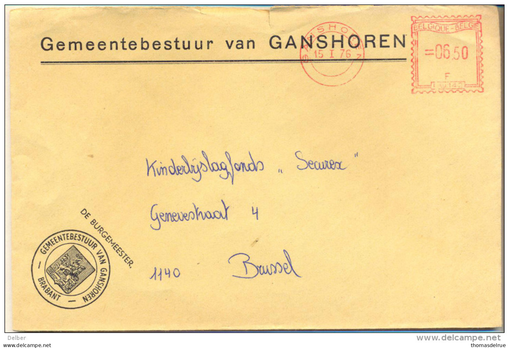 4Za938 : Roodstempel: GANSHOREN P.B.U. 142 > 1140 BRUSSEL ( Nederlands 1976) - 1960-1979