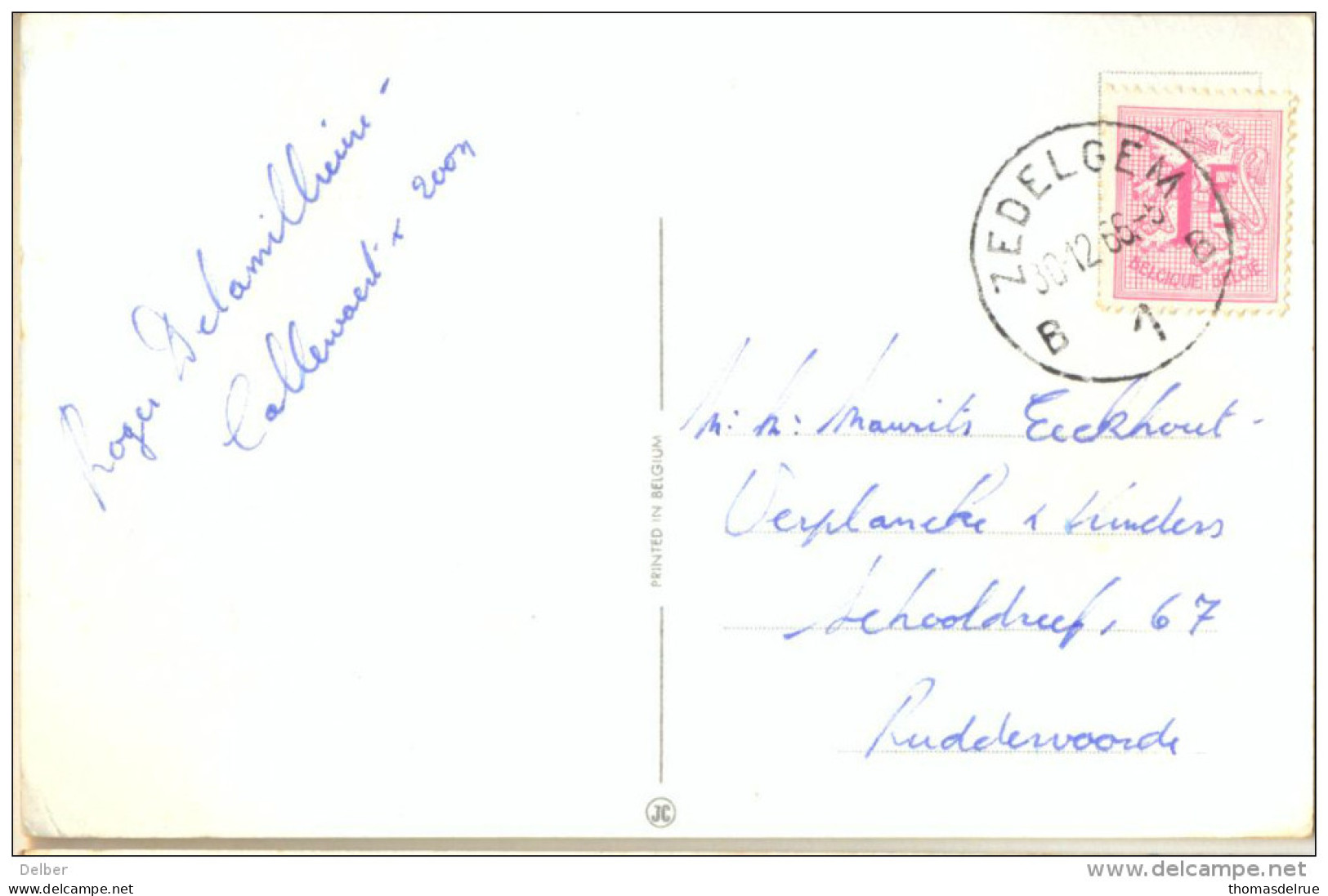 4Cp-286: Nieuwjaarskaartje Met N°859: ZEDELGEM B1B1966 > Ruddervoorde - 1951-1975 Heraldic Lion