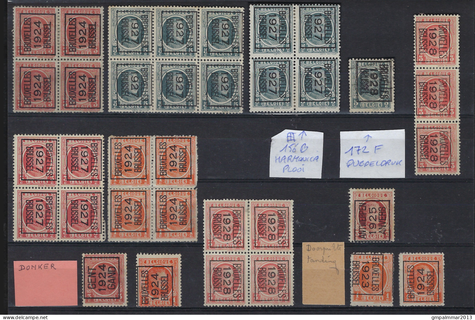 LOT HOUYOUX TYPO  O.a. Met Curiositeiten  " DUBBELDRUK En HARMONICAPLOOI + KLEURVARIANT Op Nr. 193 " . LOT 226 - Typos 1922-31 (Houyoux)