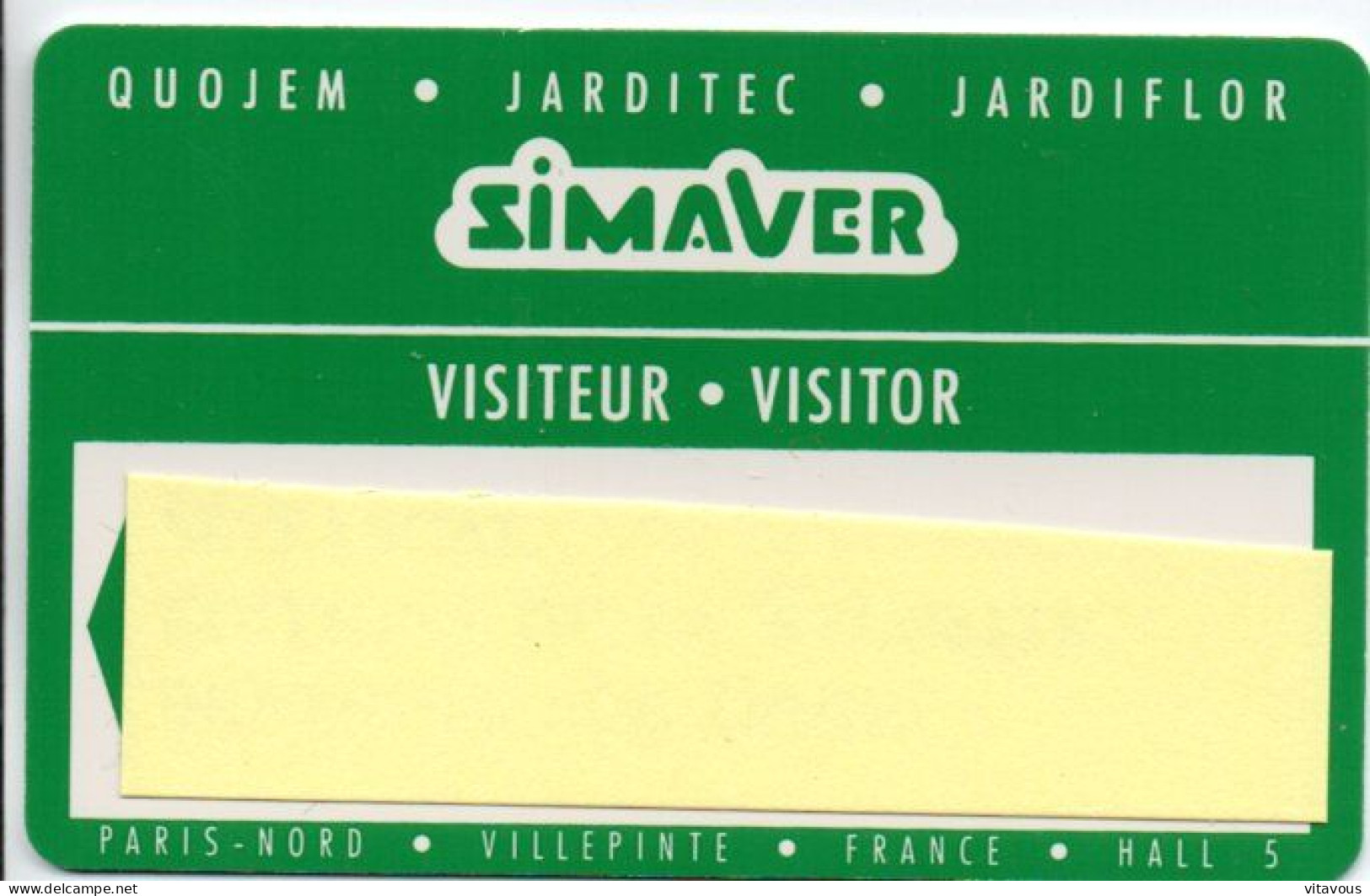 Carte Salon Badge SIMAVER 1993 Card Magnétique Karte (salon 534) - Tarjetas De Salones Y Demostraciones