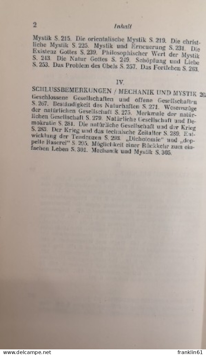 Die Beiden Quellen Der Moral Und Der Religion. - Philosophy