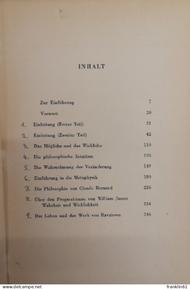 Denken Und Schöpferisches Werden. Aufsätze Und Vorträge. - Philosophy