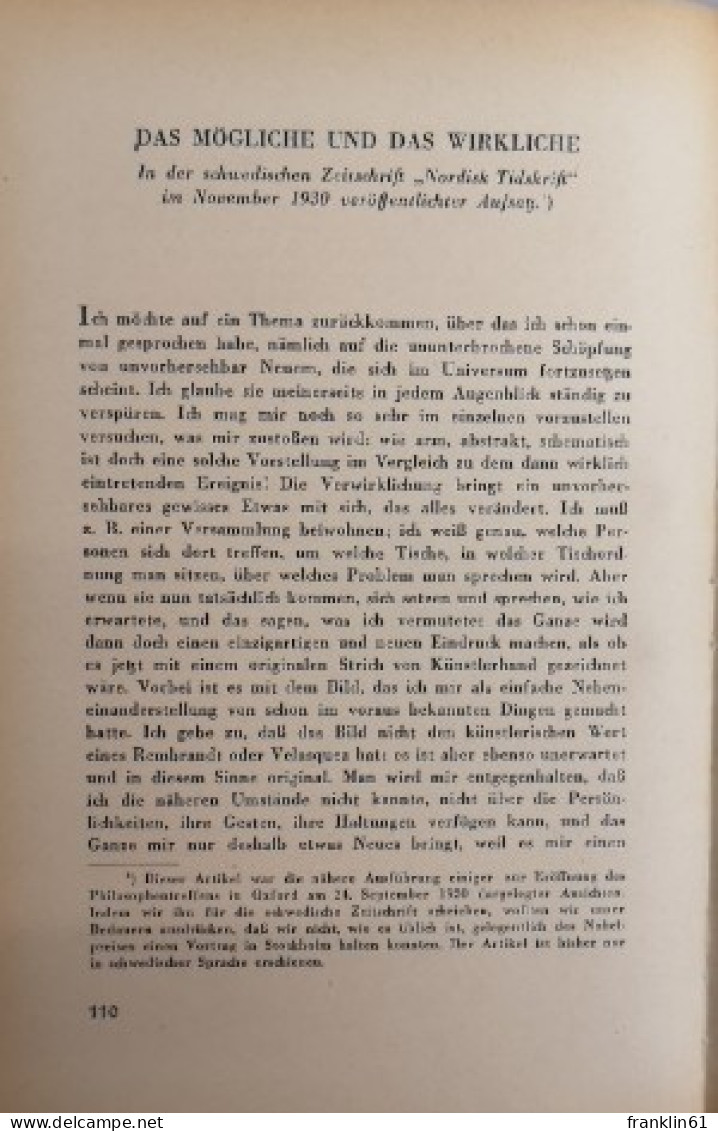 Denken Und Schöpferisches Werden. Aufsätze Und Vorträge. - Filosofía