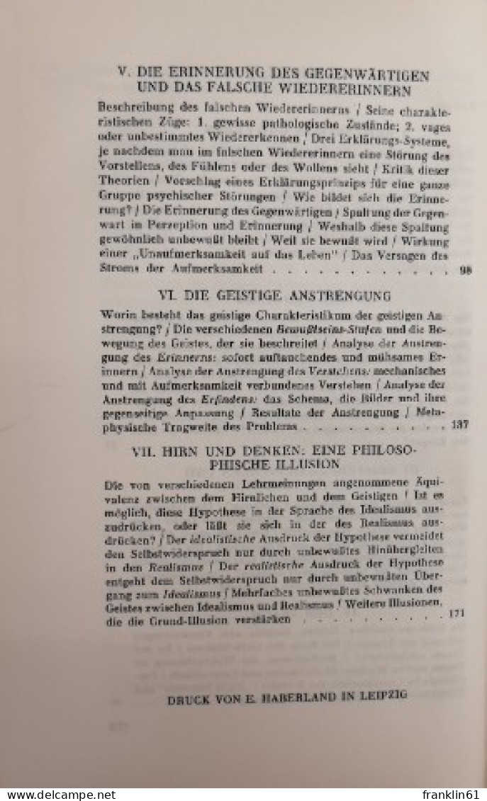 Die Seelische Energie. Aufsätze Und Vorträge. - Psychology