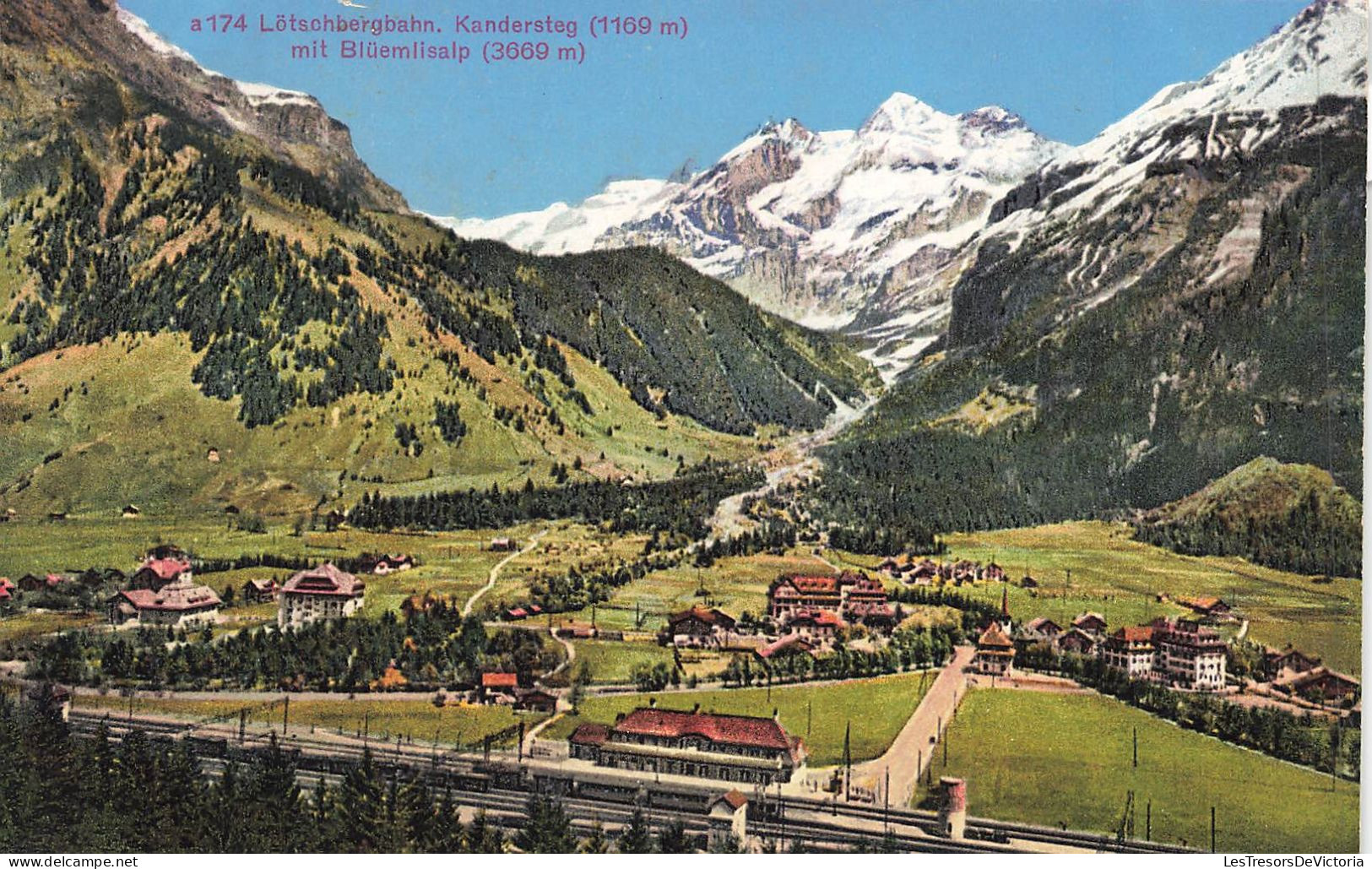 SUISSE - Lotschbergbahn - Kandersteg Mit Blüemlisalp - Colorisé - Chalets De Montagnes - Carte Postale Ancienne - Simplon