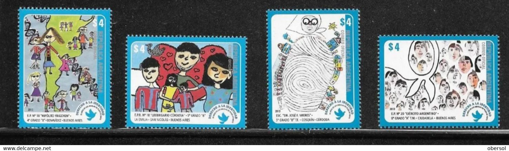 Argentina 2013 Identity Rights Kinder Drawings Complete Set MNH - Ongebruikt