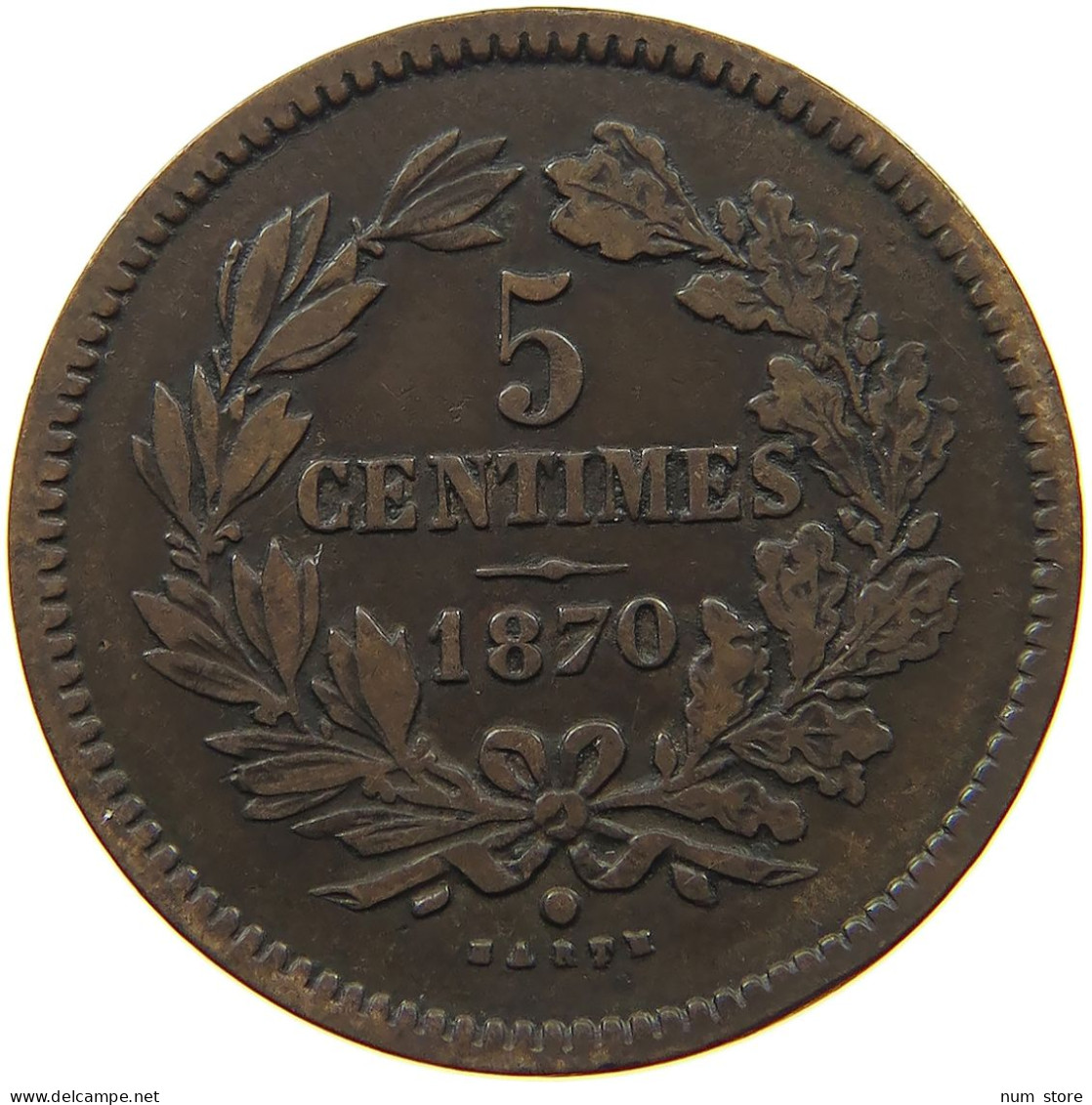 LUXEMBOURG 5 CENTIMES 1870 Willem III. 1849-1890 #s076 0015 - Luxembourg