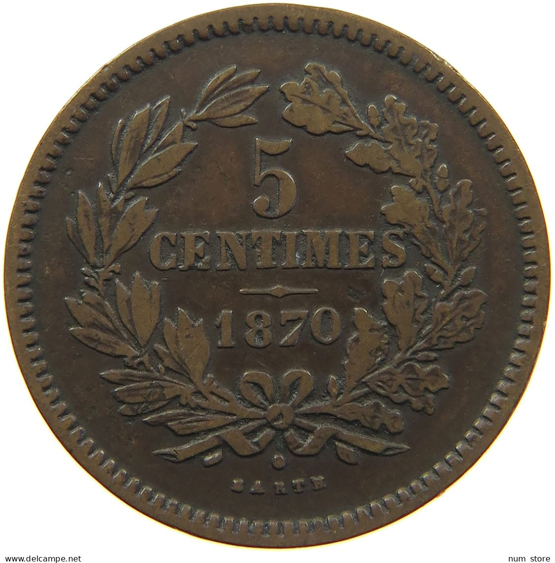 LUXEMBOURG 5 CENTIMES 1870 Willem III. 1849-1890 #s001 0301 - Luxembourg