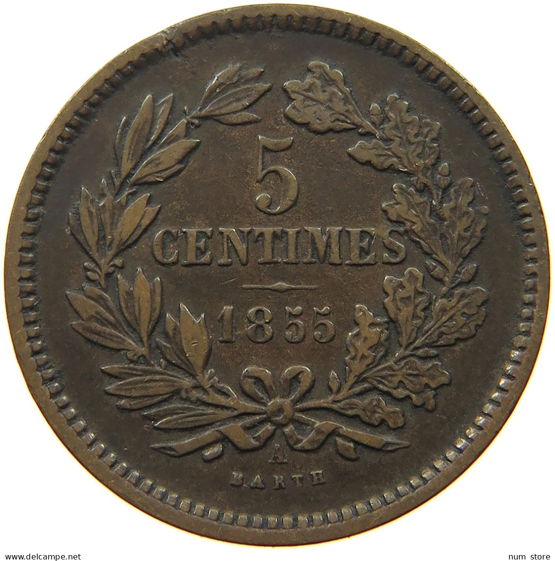 LUXEMBOURG 5 CENTIMES 1855 Willem III. 1849-1890 #s050 0079 - Luxembourg