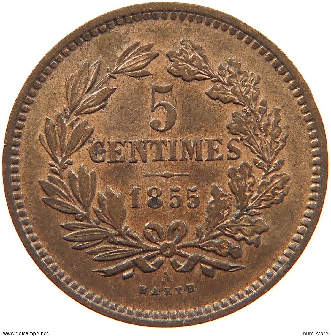 LUXEMBOURG 5 CENTIMES 1855 A Willem III. 1849-1890 #t017 0333 - Luxembourg