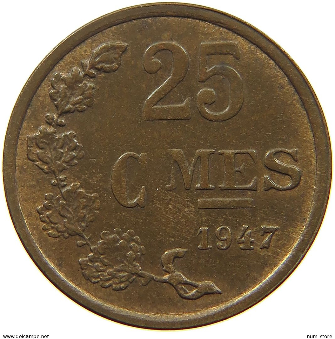 LUXEMBOURG 25 CENTIMES 1947 Charlotte (1919-1964) #a094 0335 - Luxembourg