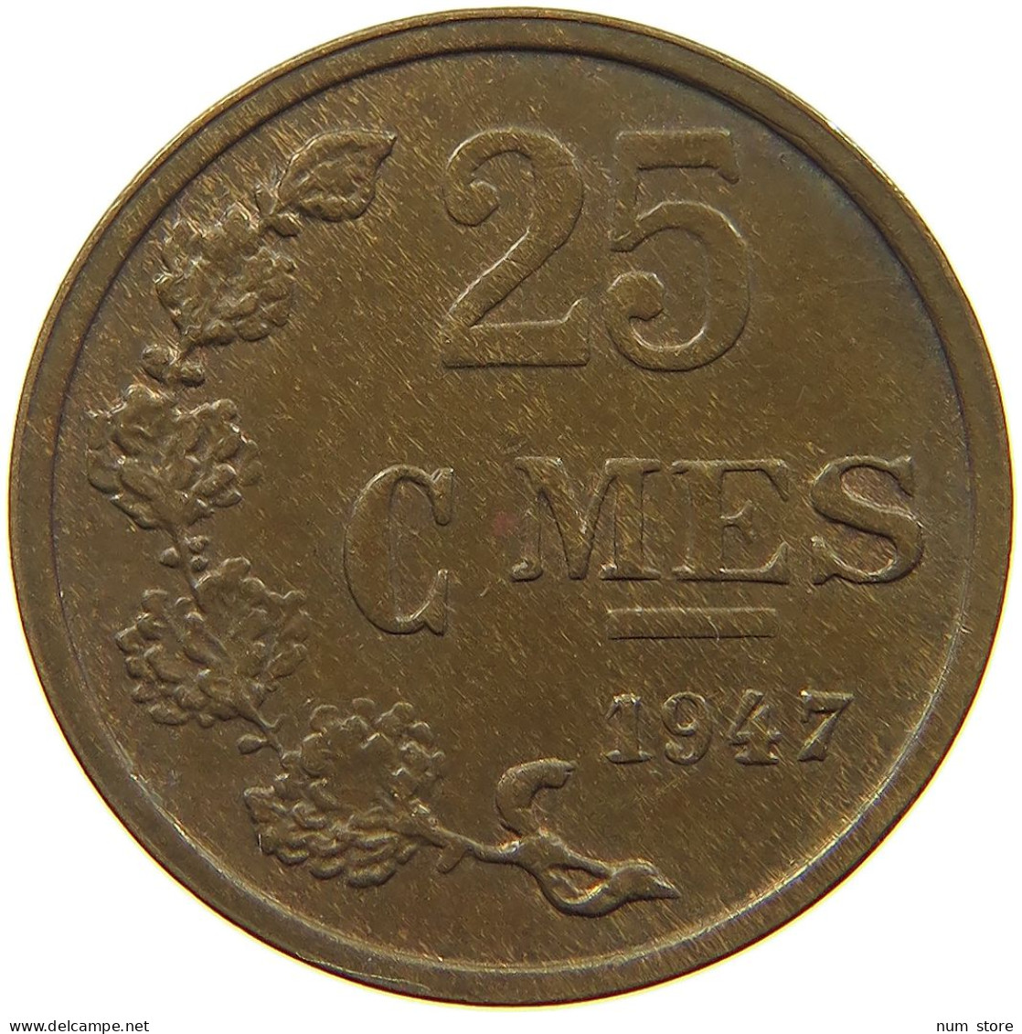 LUXEMBOURG 25 CENTIMES 1947 Charlotte (1919-1964) #a094 0329 - Luxembourg