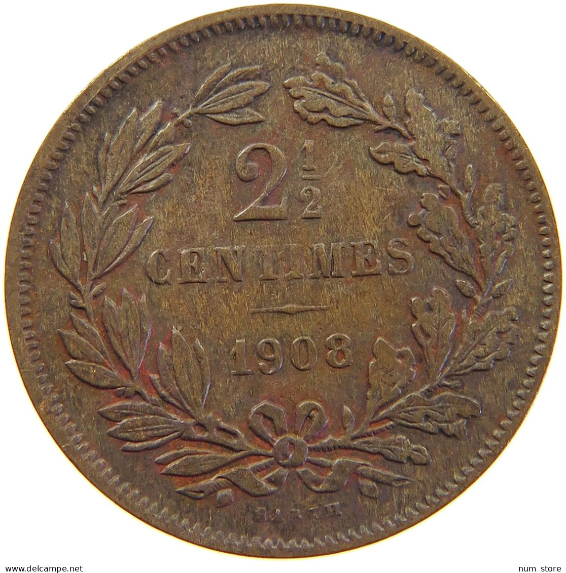 LUXEMBOURG 2 1/2 CENTIMES 1908 Wilhelm IV. 1905-1912 #c064 0177 - Luxembourg