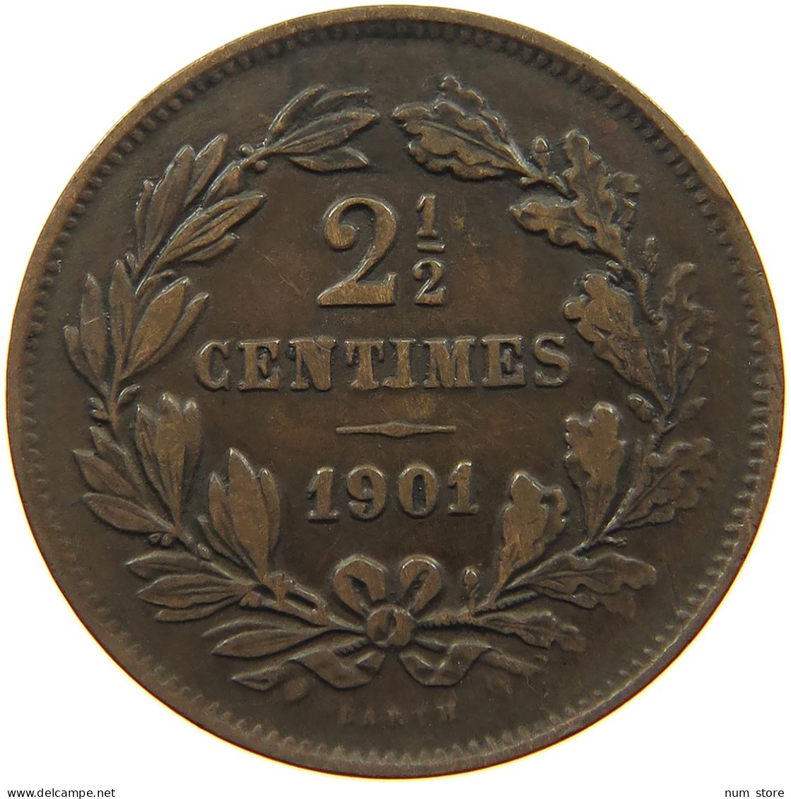 LUXEMBOURG 2 1/2 CENTIMES 1901 Adolph 1890 - 1905 #c081 0363 - Lussemburgo