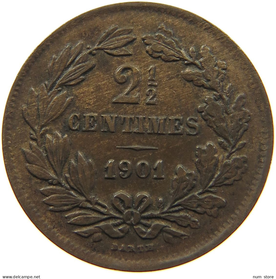 LUXEMBOURG 2 1/2 CENTIMES 1901 Adolph 1890 - 1905 #c081 0361 - Luxembourg