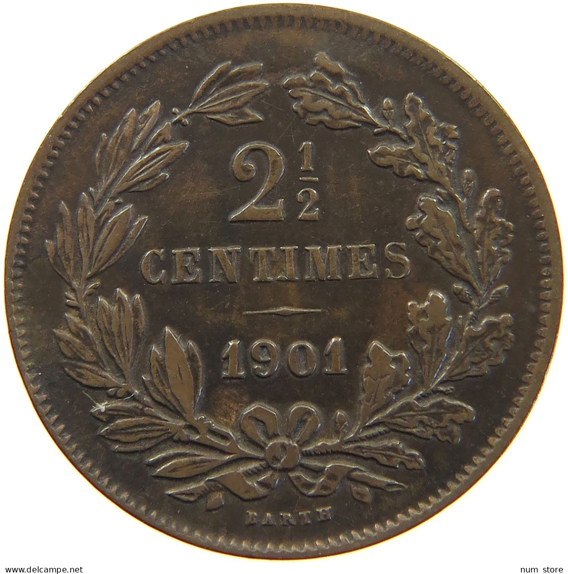 LUXEMBOURG 2 1/2 CENTIMES 1901 Adolph 1890 - 1905 #c050 0105 - Luxembourg