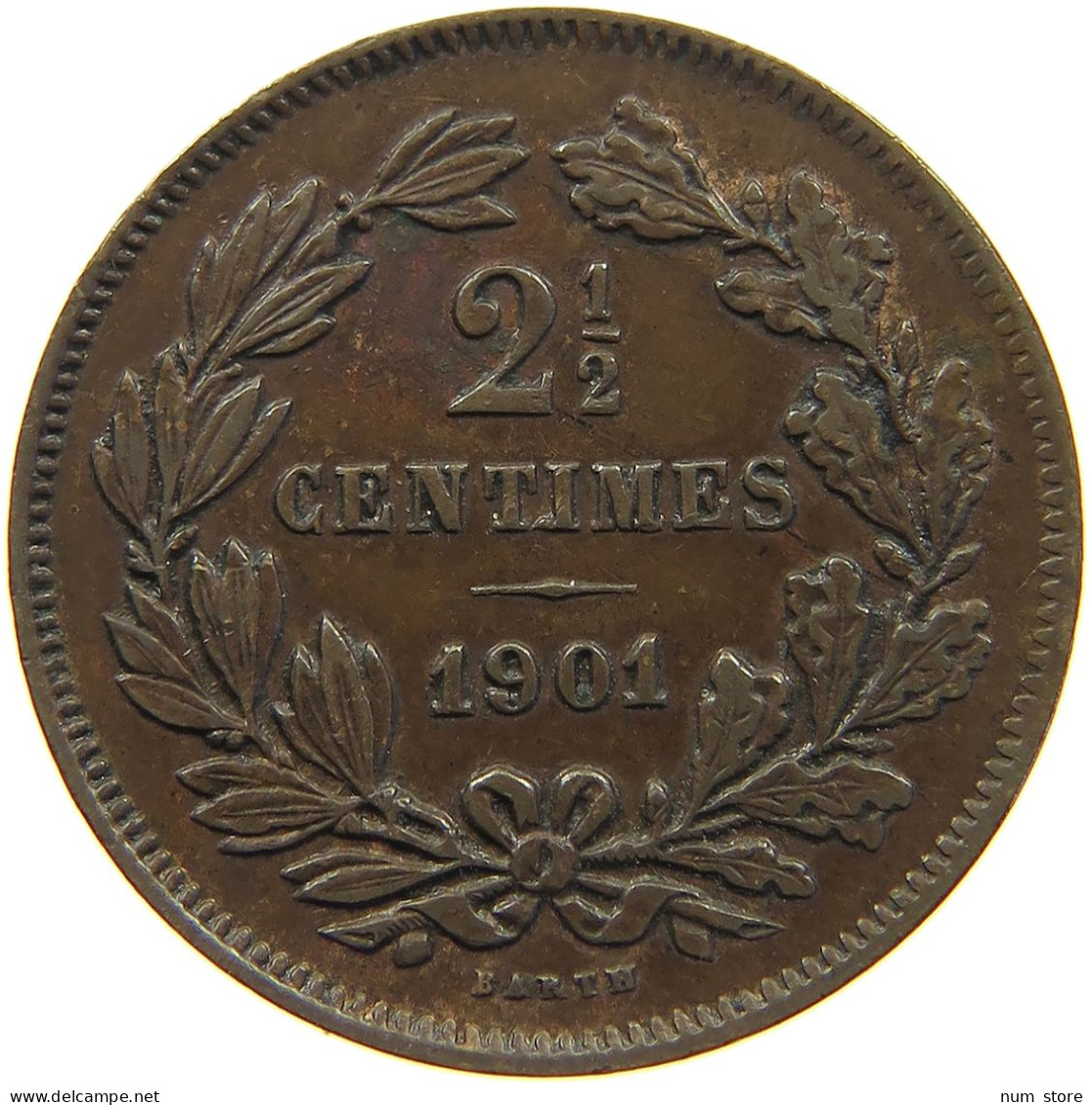 LUXEMBOURG 2 1/2 CENTIMES 1901 Adolph 1890 - 1905 #c019 0267 - Luxembourg