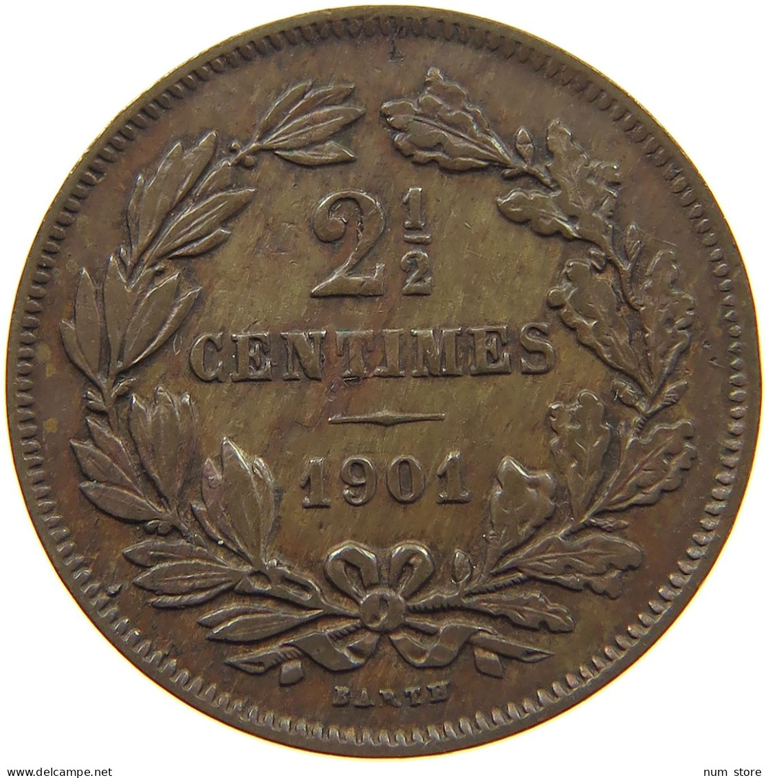 LUXEMBOURG 2 1/2 CENTIMES 1901 Adolph 1890 - 1905 #c006 0111 - Luxembourg