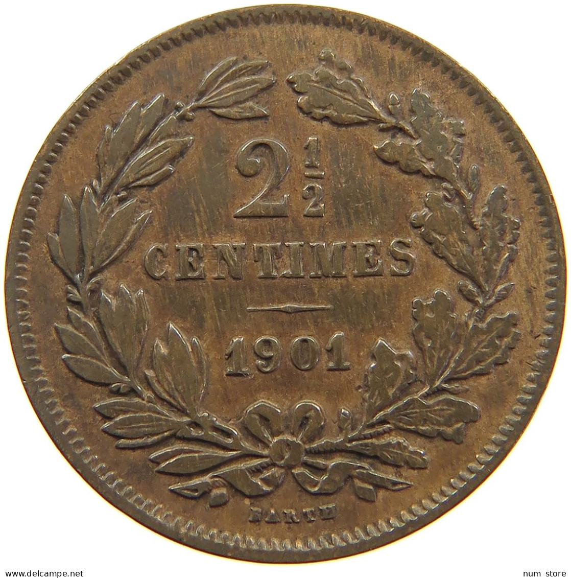 LUXEMBOURG 2 1/2 CENTIMES 1901 Adolph 1890 - 1905 #a062 0735 - Luxembourg
