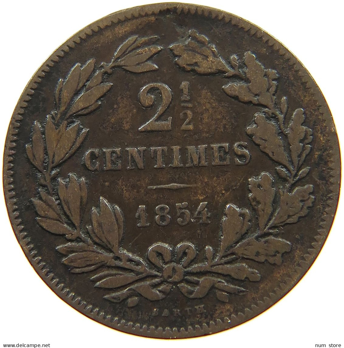 LUXEMBOURG 2 1/2 CENTIMES 1854 Willem III. 1849-1890 #a016 0143 - Luxembourg