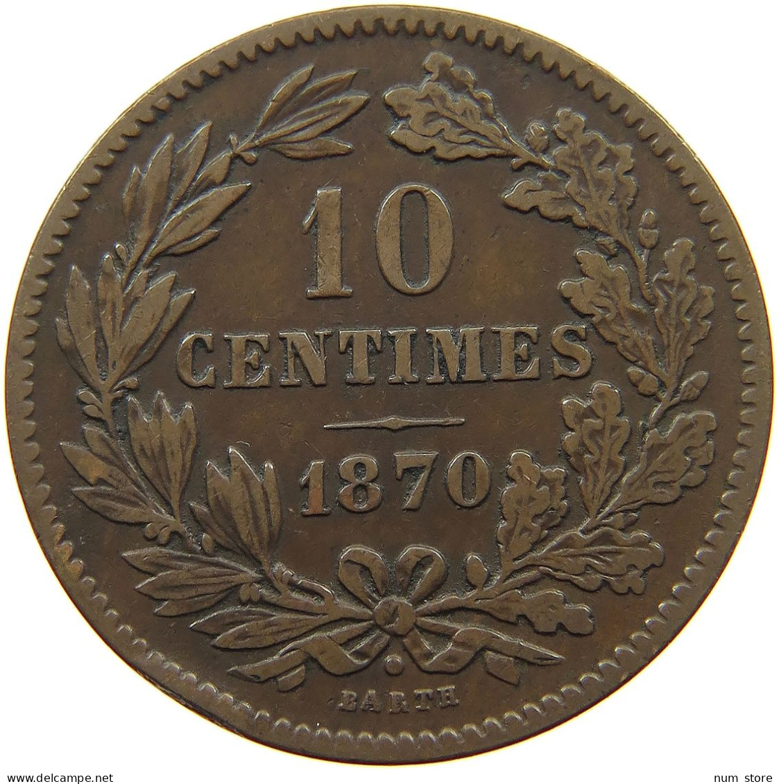 LUXEMBOURG 10 CENTIMES 1870 Willem III. 1849-1890 #a008 0049 - Luxembourg