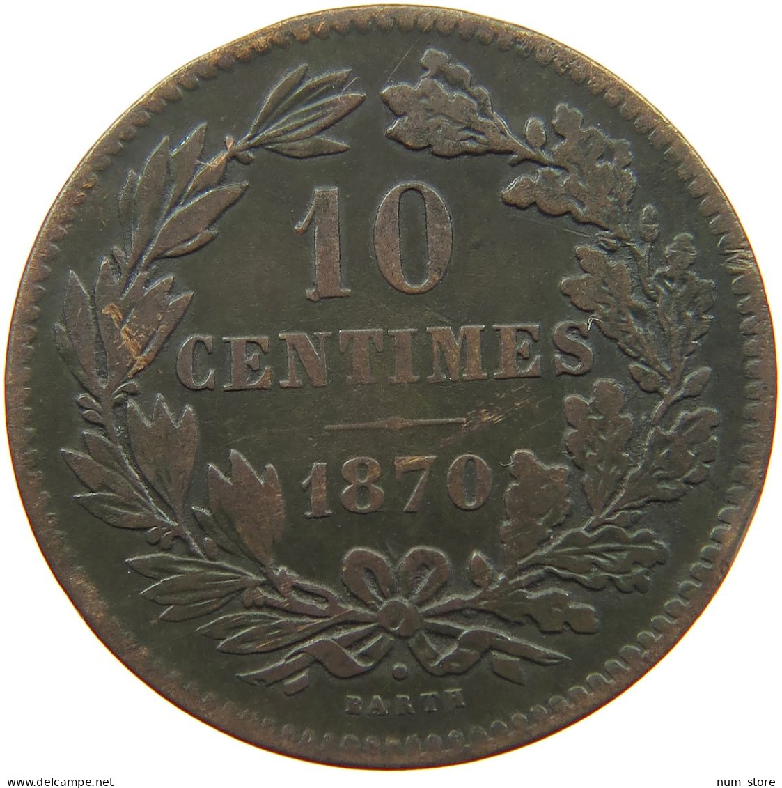 LUXEMBOURG 10 CENTIMES 1865 Willem III. 1849-1890 #c009 0081 - Luxembourg