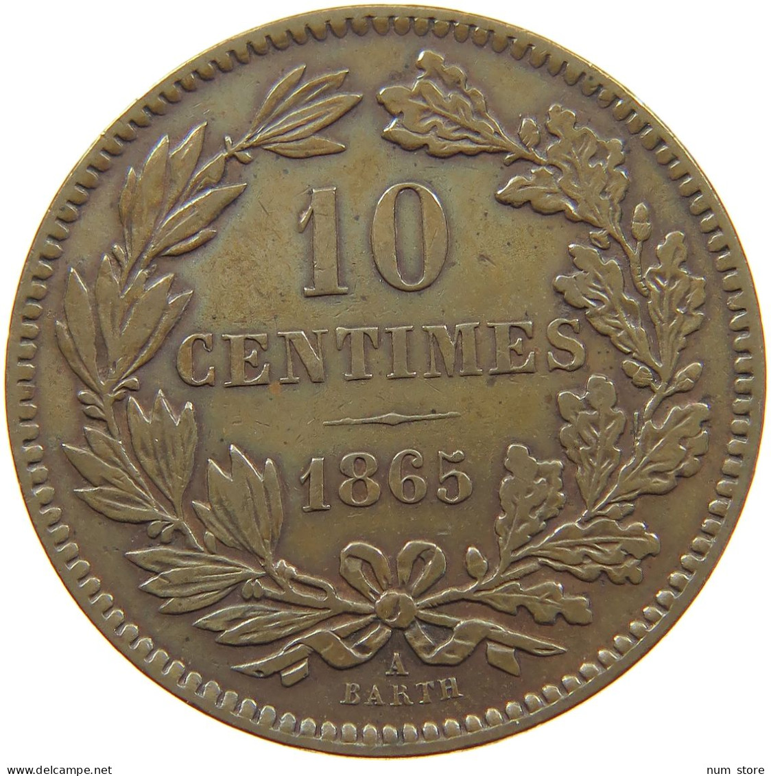 LUXEMBOURG 10 CENTIMES 1865 Willem III. 1849-1890 #c009 0067 - Luxembourg