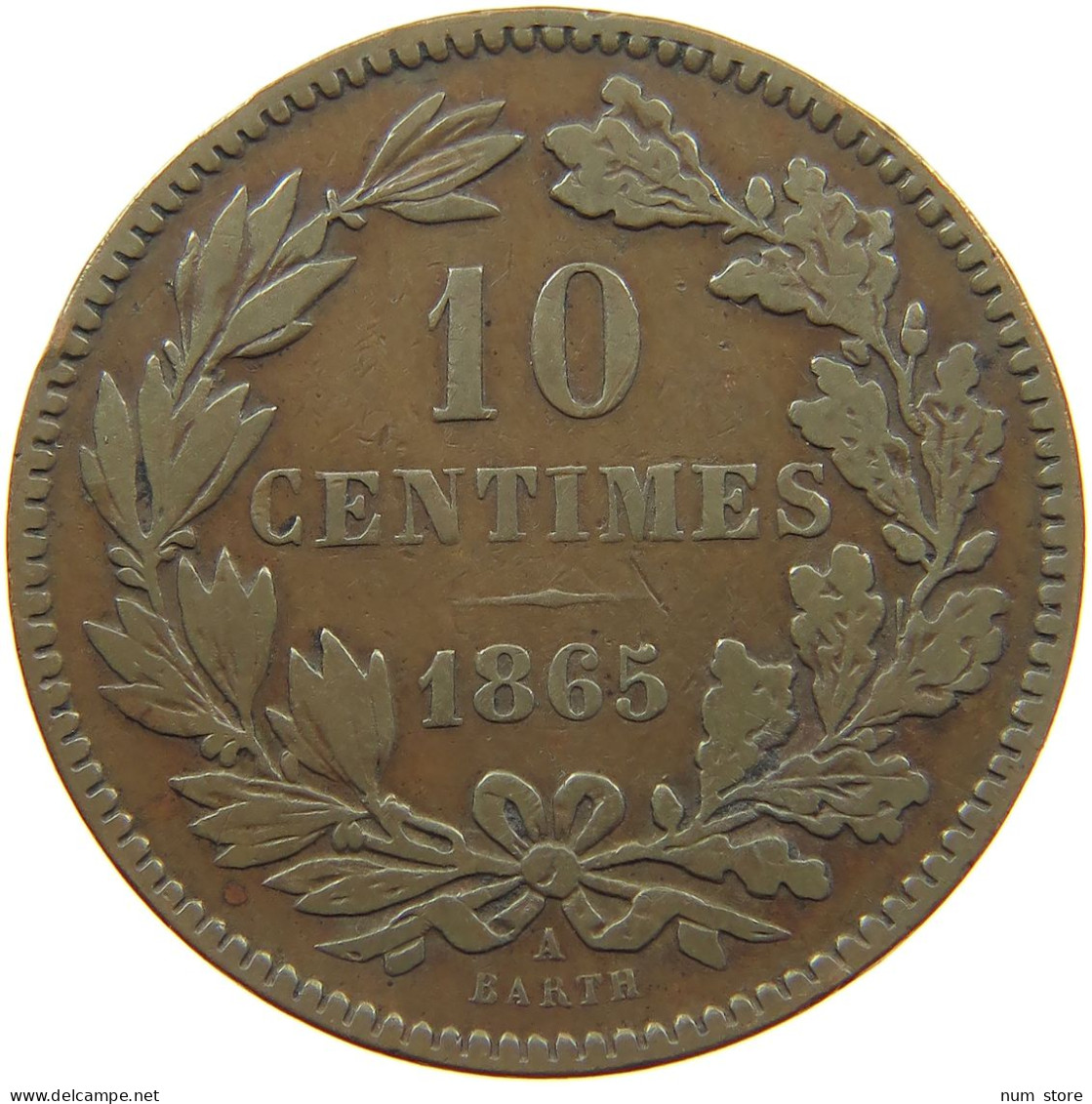 LUXEMBOURG 10 CENTIMES 1865 Willem III. 1849-1890 #c009 0063 - Luxembourg