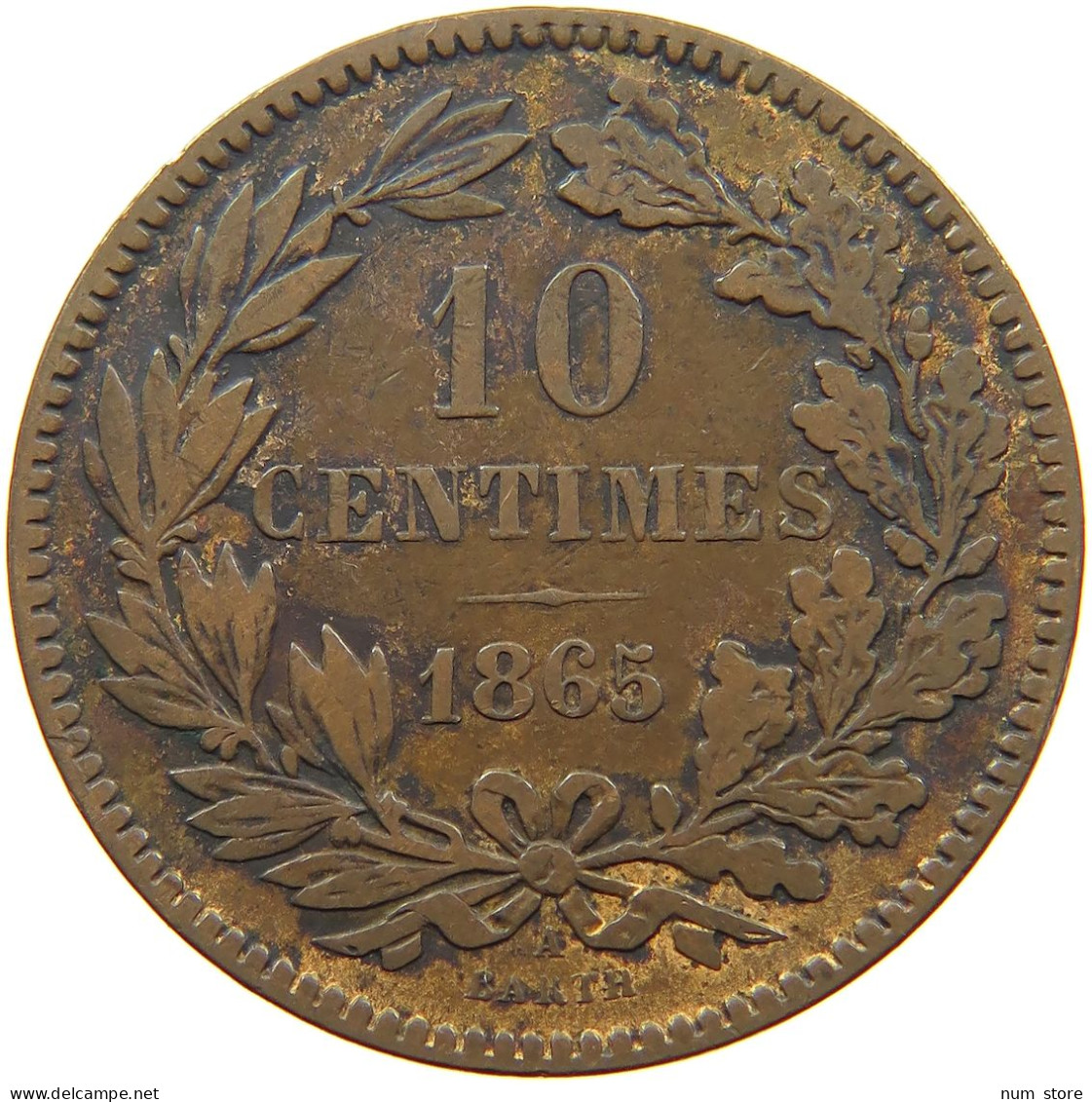 LUXEMBOURG 10 CENTIMES 1865 Willem III. 1849-1890 #a094 0801 - Luxembourg