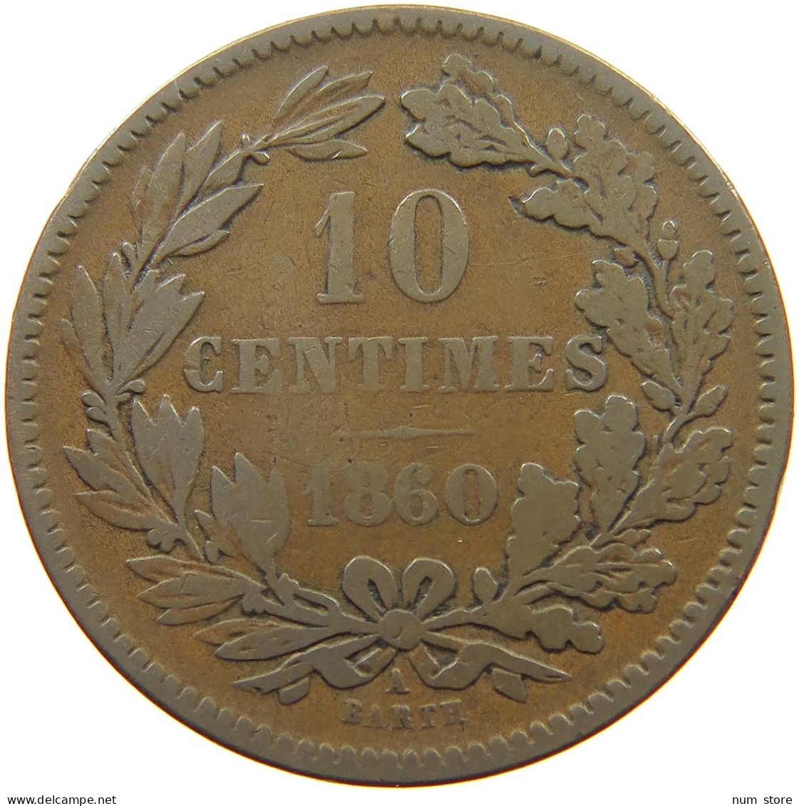 LUXEMBOURG 10 CENTIMES 1860 Willem III. 1849-1890 #a094 0797 - Luxembourg